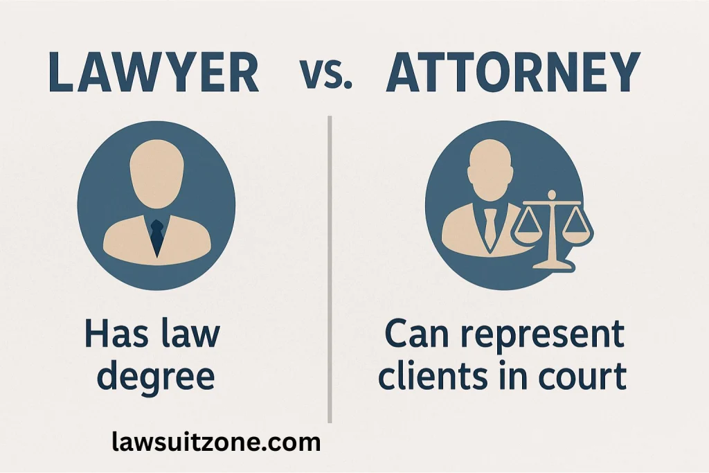 World map infographic highlighting differences: U.S. (attorney/lawyer), U.K. (solicitor & barrister), Canada/Australia (dual system), Europe (advocates/jurists).