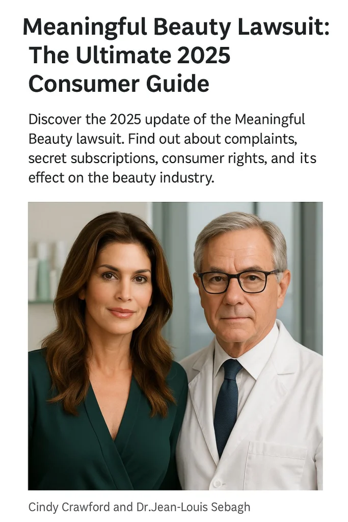 Cindy Crawford with dermatologist Dr. Jean-Louis Sebagh, founders of Meaningful Beauty, connected to the 2025 Meaningful Beauty lawsuit update.