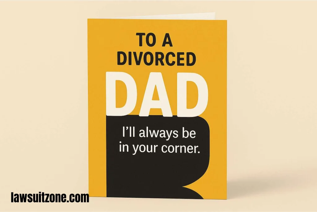 A supportive divorced dad greeting card being handed to a man, highlighting empathy and encouragement.