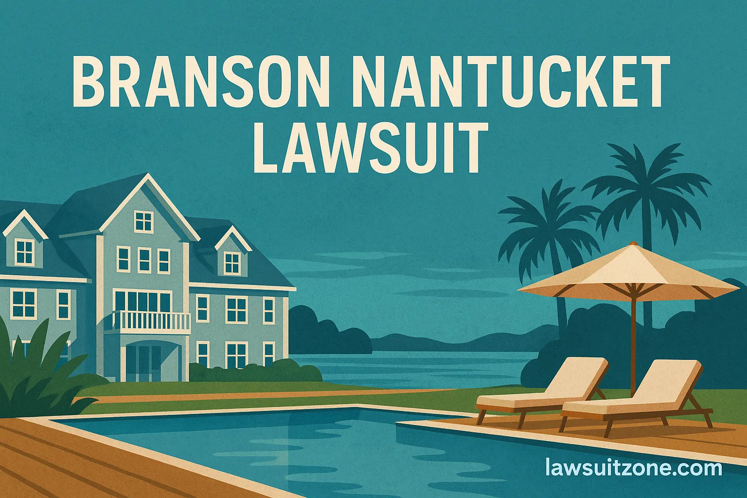 Branson Nantucket lawsuit feature graphic showing resort and poolside view with legal theme.