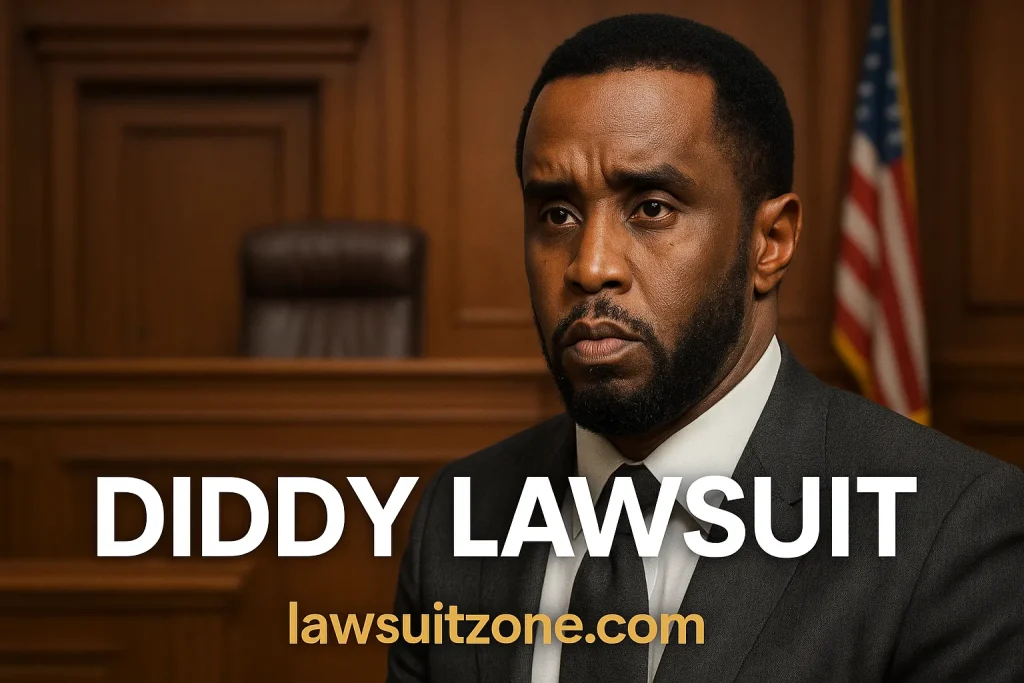 Sean “Diddy” Combs in a courtroom setting, symbolizing legal challenges and celebrity accountability.