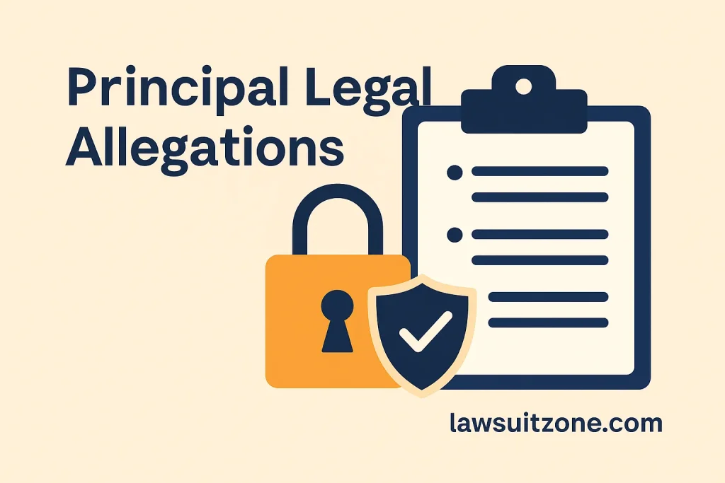 Flat-style illustration with a clipboard, padlock, and shield icon symbolizing data protection and security issues in the Generational Equity lawsuit.