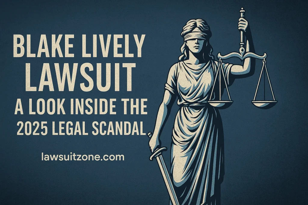 Blake Lively Lawsuit feature image showing Lady Justice with scales symbolizing legal balance.