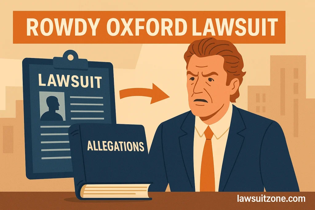 A businessman reviewing financial and legal documents at his desk, representing the investigation phase of the Rowdy Oxford lawsuit.