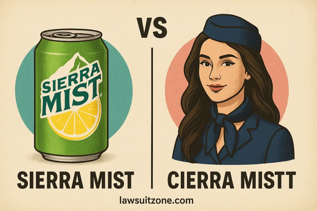 A side-by-side digital illustration showing Sierra Mist and Cierra Mistt, symbolizing the viral trademark confusion central to the Cierra Mist lawsuit.
