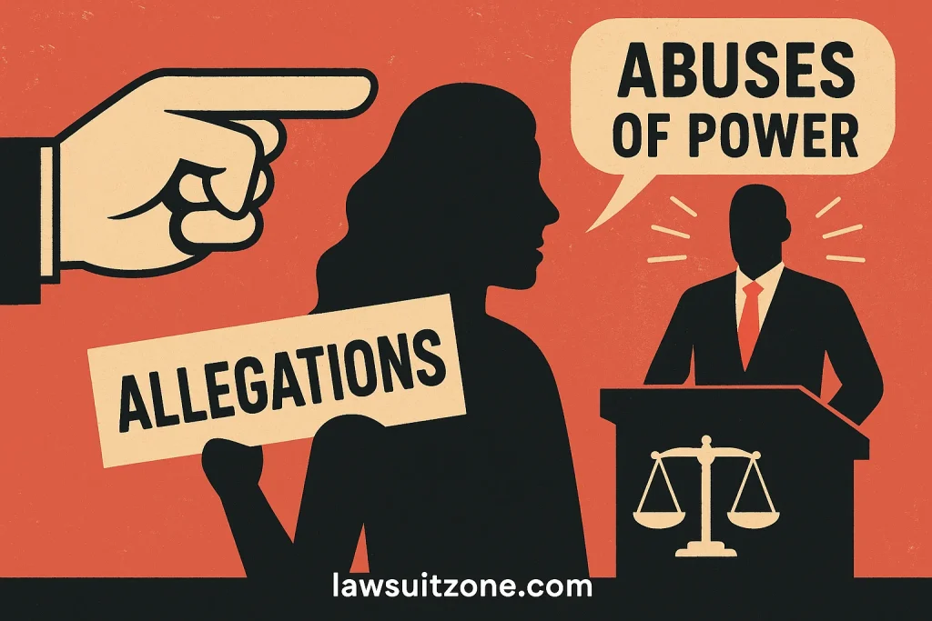 Flat-style digital illustration showing a courtroom scene with a judge’s gavel, balanced scales of justice, and wrestling motifs, symbolizing the blend of law and entertainment in the Vince McMahon lawsuit.Flat-style digital illustration showing a courtroom scene with a judge’s gavel, balanced scales of justice, and wrestling motifs, symbolizing the blend of law and entertainment in the Vince McMahon lawsuit.