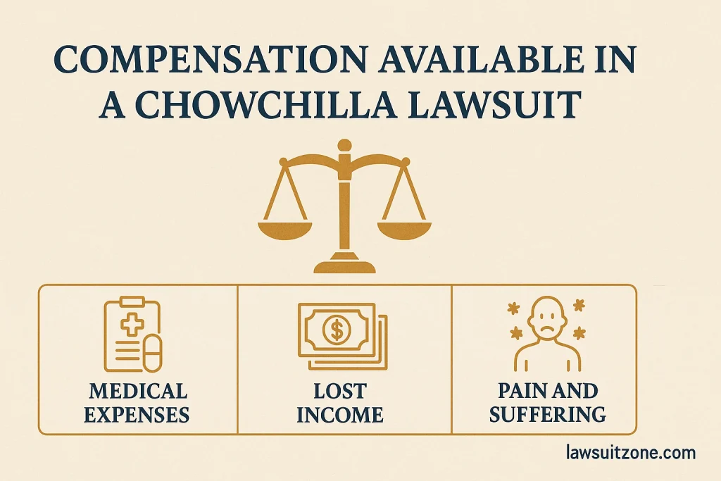 Compensation available in a Chowchilla lawsuit including medical expenses, lost income, and pain and suffering