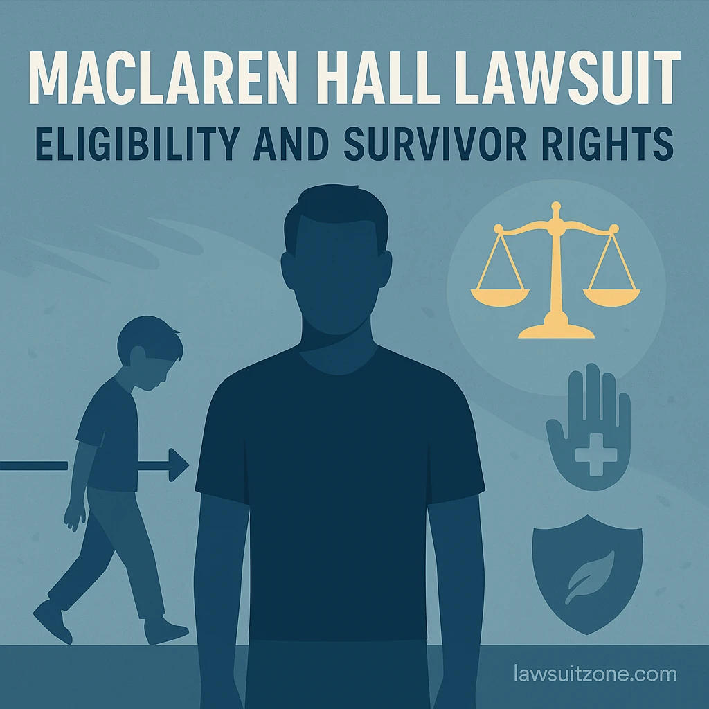Illustration showing MacLaren Hall lawsuit eligibility, survivor rights, and the path from childhood abuse to legal justice