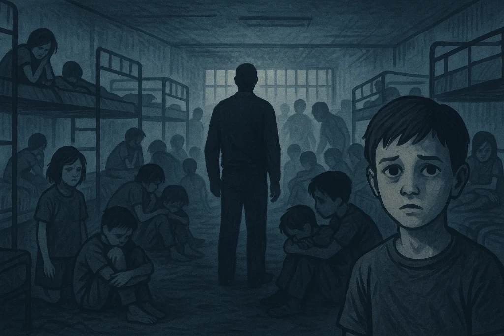 Illustration showing MacLaren Hall lawsuit claims involving overcrowding, neglect, and abuse inside the juvenile facility