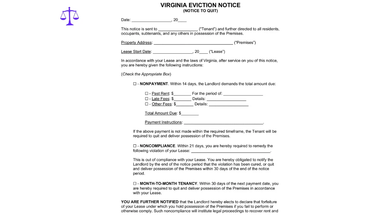 virginia law on eviction without a lease